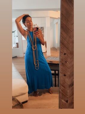 Zara Sleeveless Bright Blue Maxi Dress